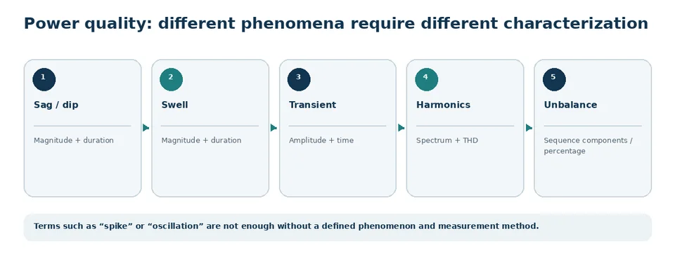 Comparison of power-quality phenomena requiring different characterization and measurement.